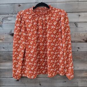 J. Crew Austin Sunset Ivory Smocked Shirt Size S